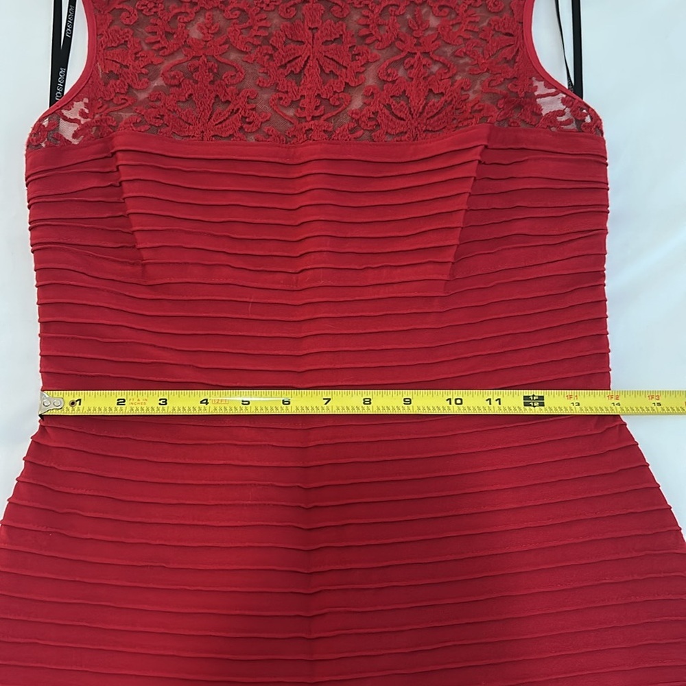 NWOT RARE Tadashi Shoji Red Ribbed Pintuck Jersey Boatneck Gown Size XS - Picture 11 of 14